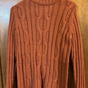 Cable Knit Sweater - Rust Orange